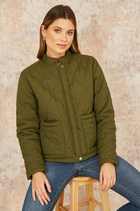 Yumi Green Short Quilted Jacket