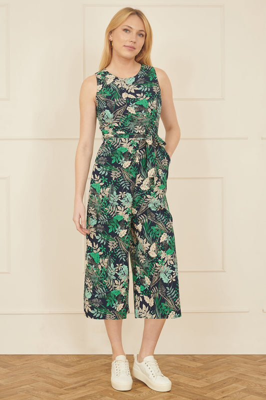 Yumi Green Leaf Culotte Jumpsuit