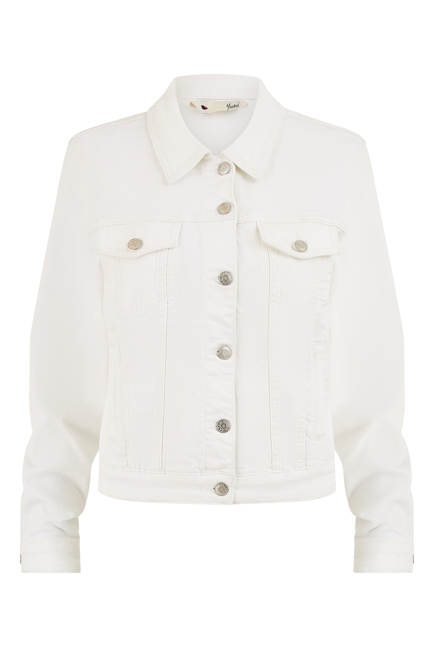 Yumi White Stretch Cotton Denim Jacket