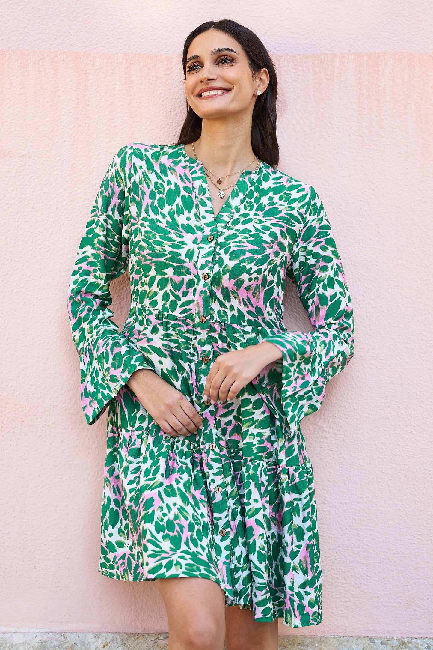 Yumi Green Leopard Print Tunic