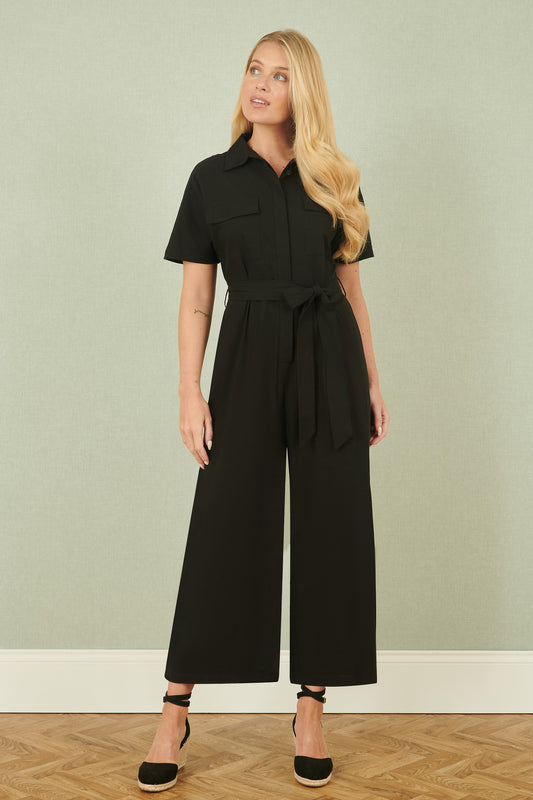 Yumi Black Utility Relaxed Fit Jumpsuit