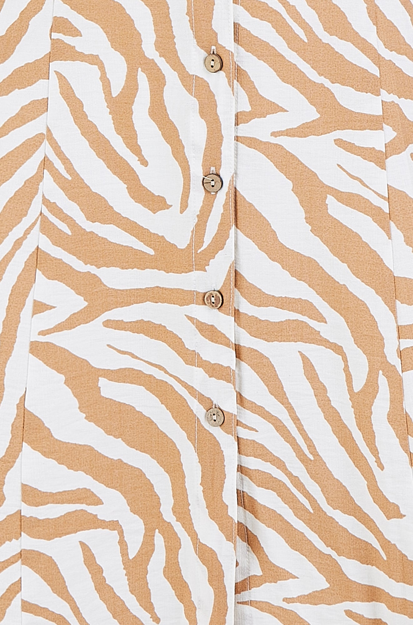 Yumi Brown Zebra Print Collar Sleeveless Shirt Mini Dress