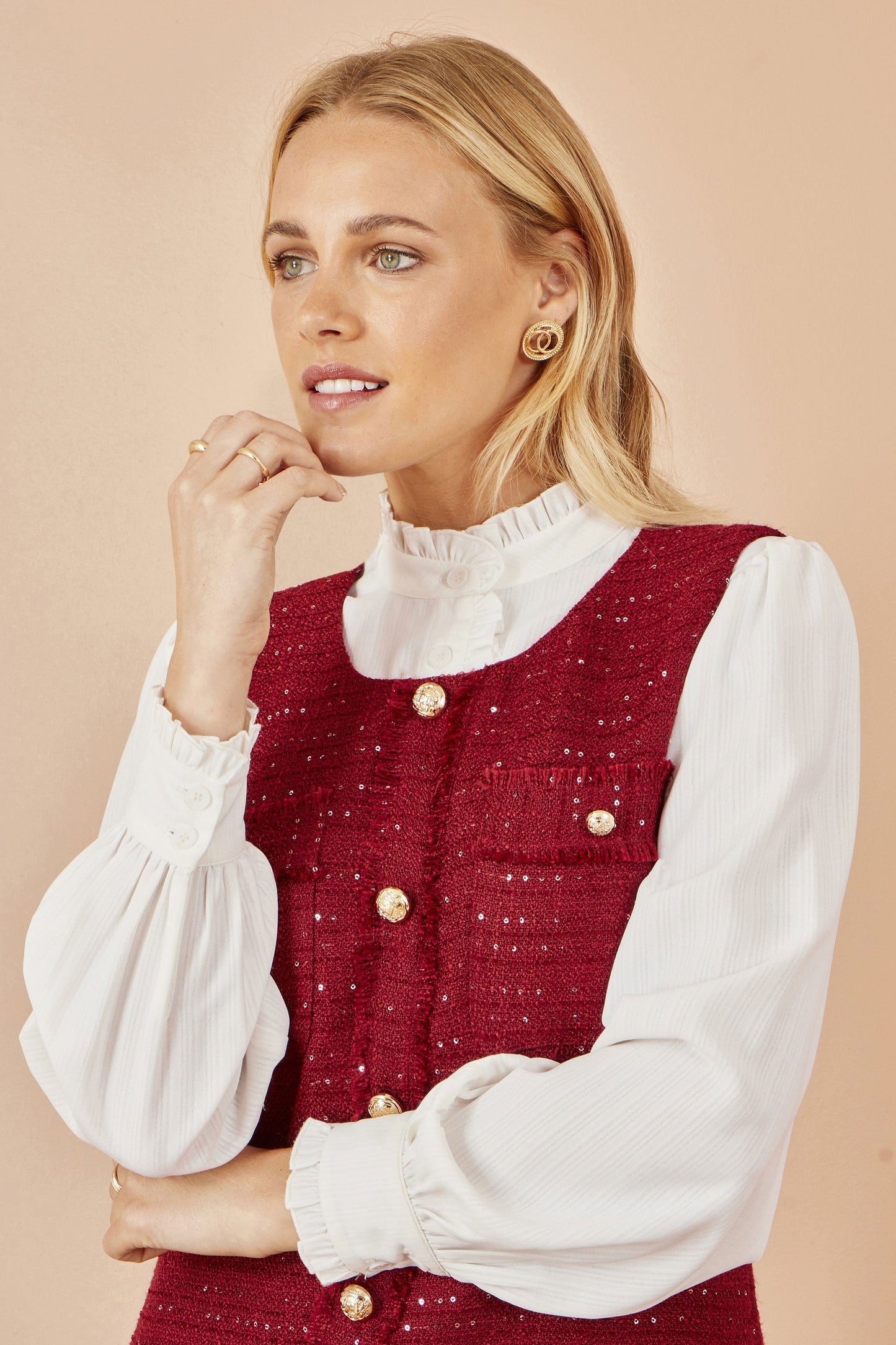 Yumi Burgundy Boucle Tunic Dress