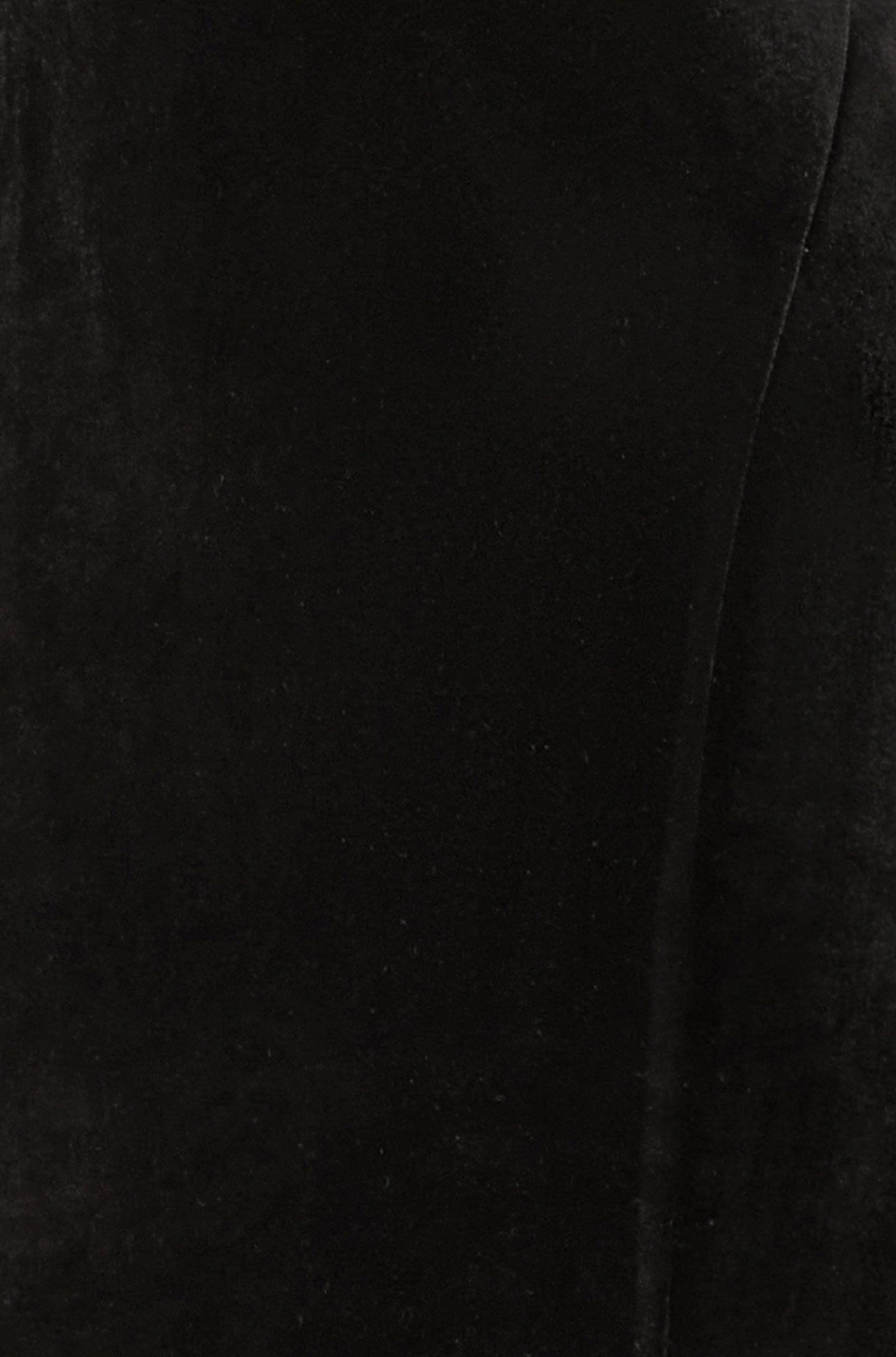 Yumi Black Velvet Midi Dress With Slash Neckline and Sheer Sleeves