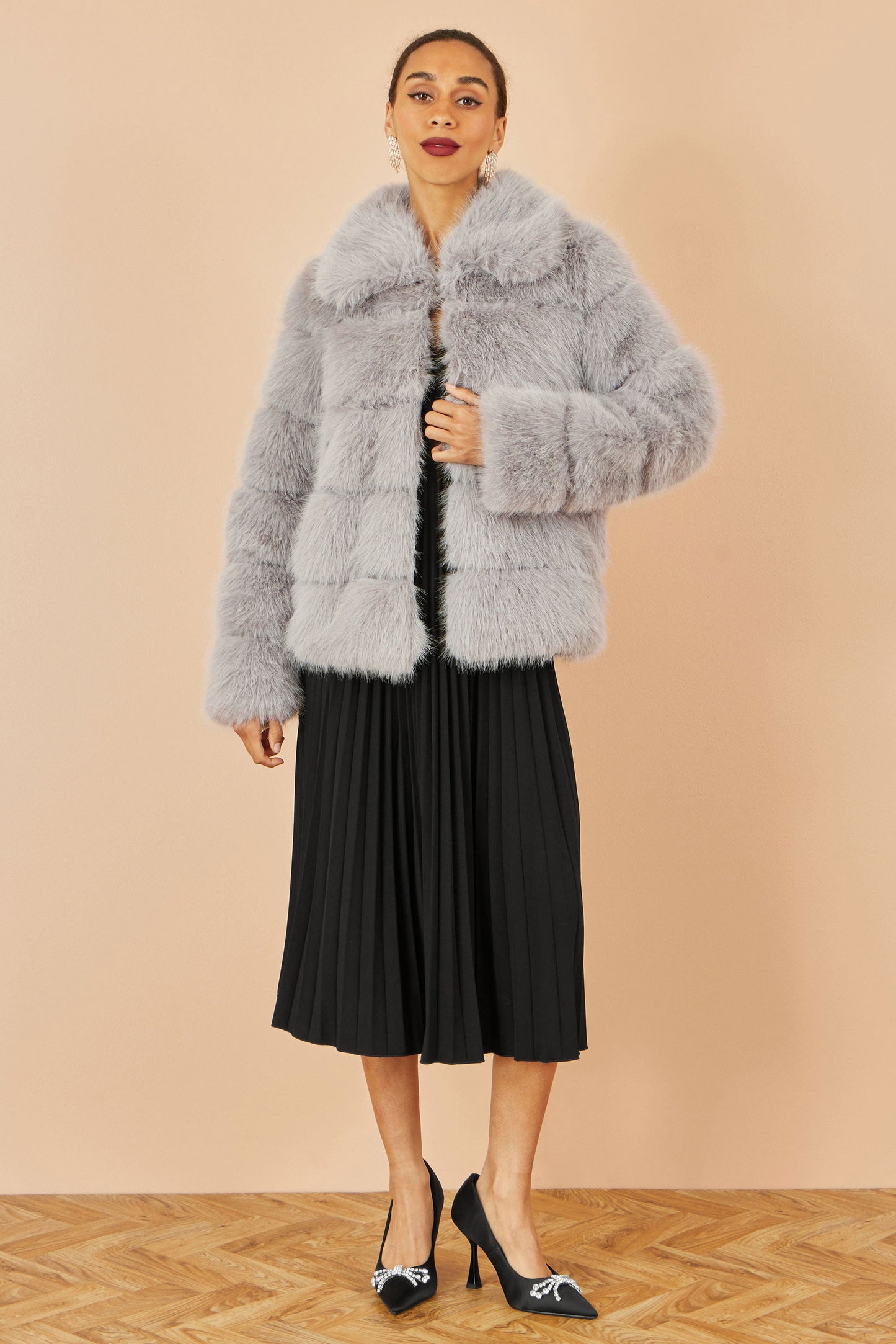 Yumi Grey Luxe Faur Fur Coat
