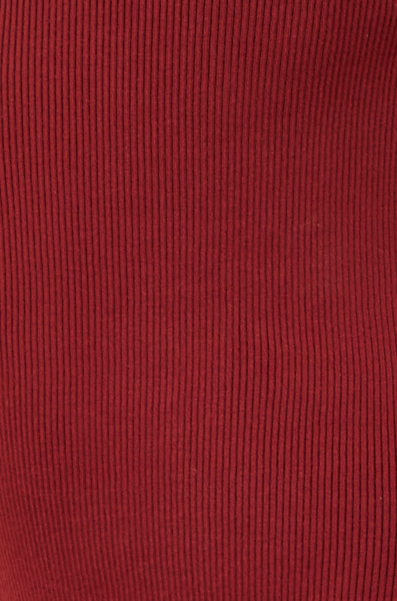 Yumi Burgundy Bardot Knitted Fitted Midi Dress