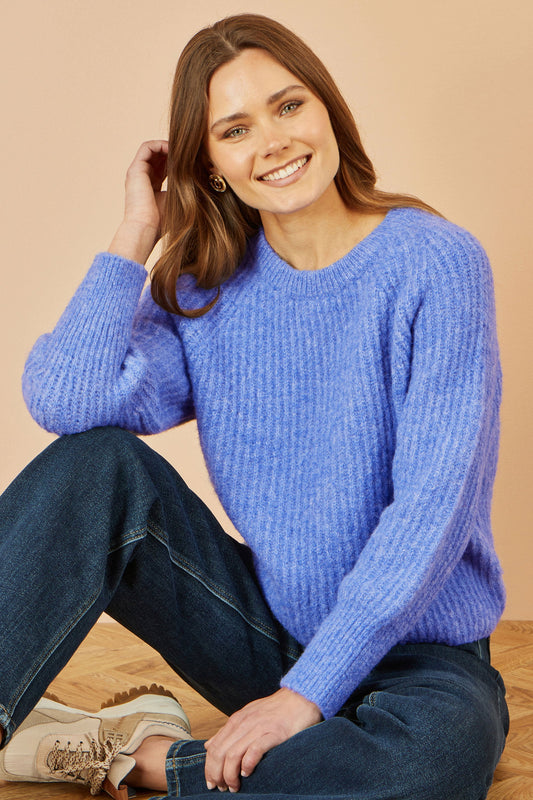 Yumi Blue Knitted Relax Fit Jumper