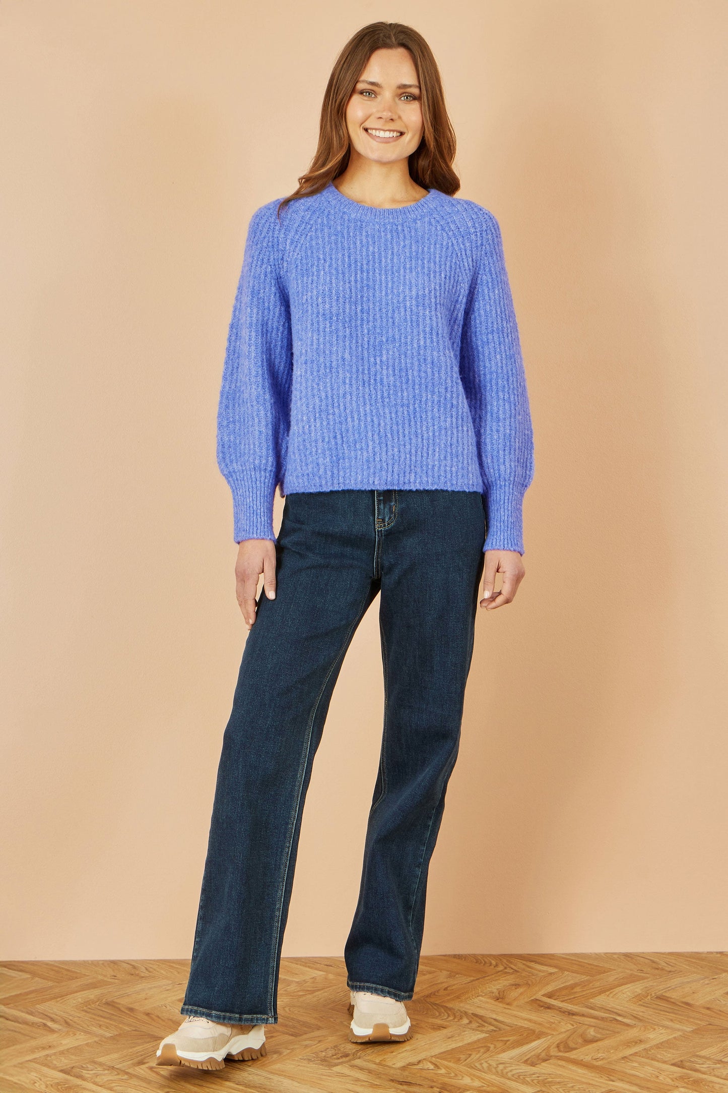 Yumi Blue Knitted Relax Fit Jumper