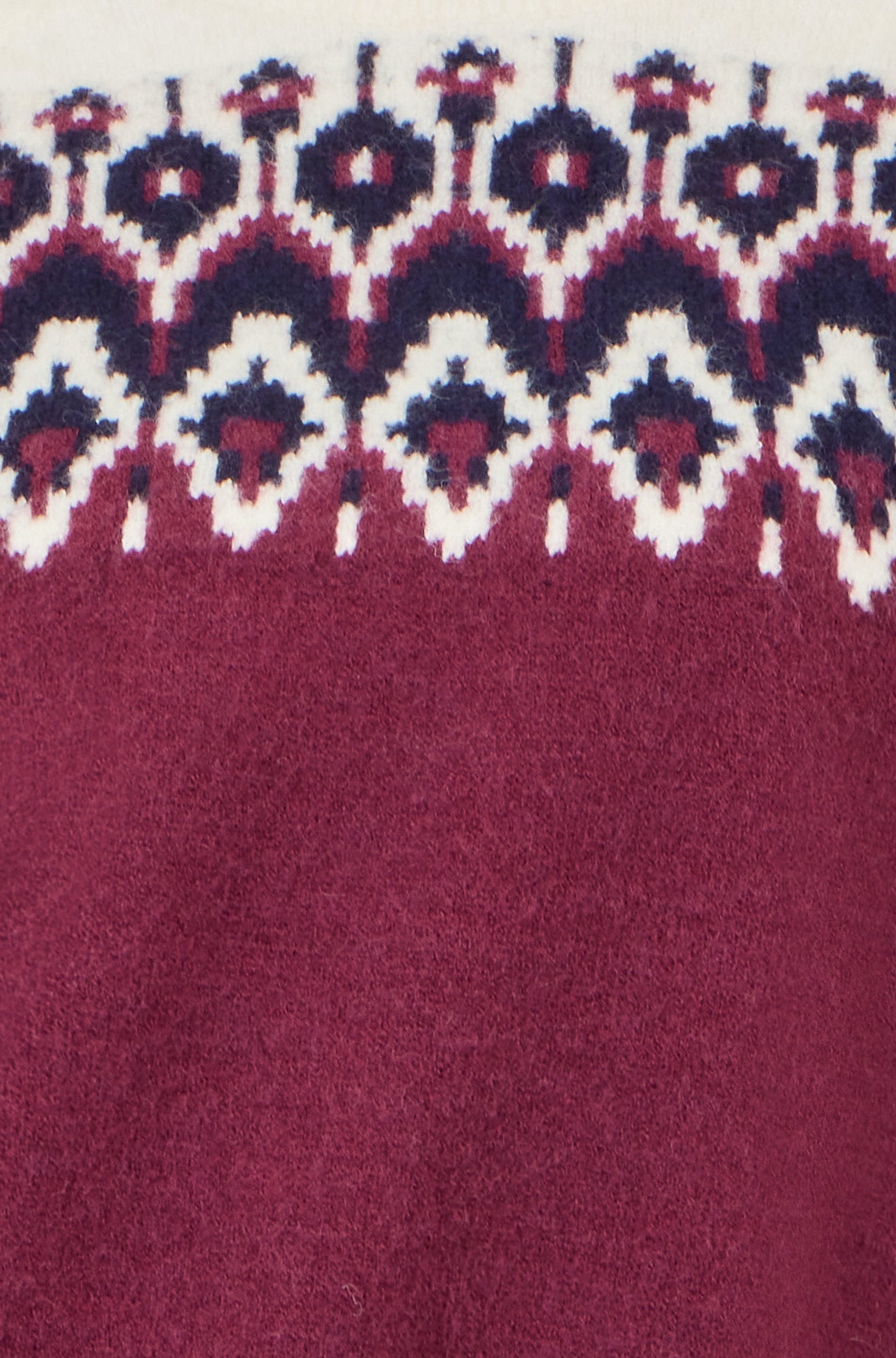 Yumi Burgundy Fair isle Relaxed Fit Knitted Jumper