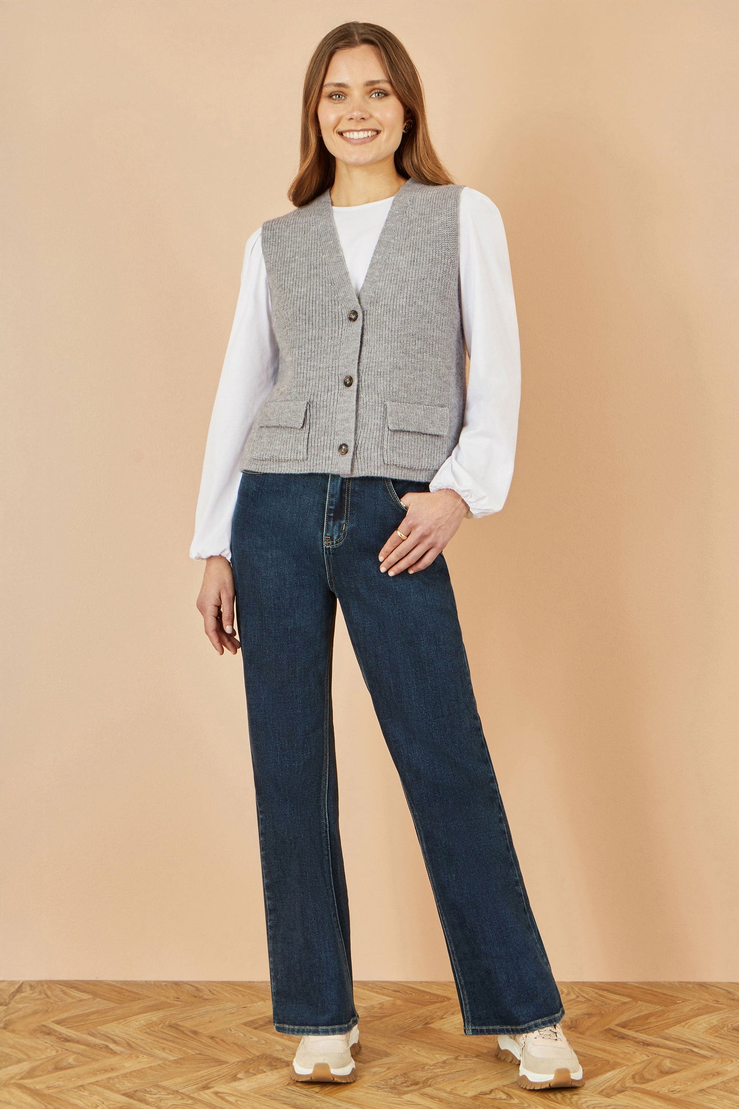 Yumi Grey Knitted Pullover Waistcoat