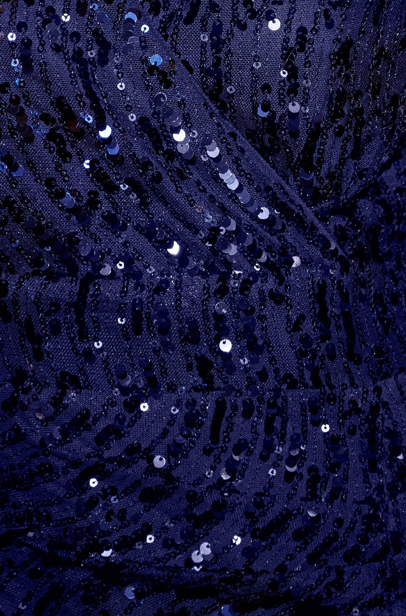 Yumi Navy Sequin Fitted Wrap Dress With Split Hem