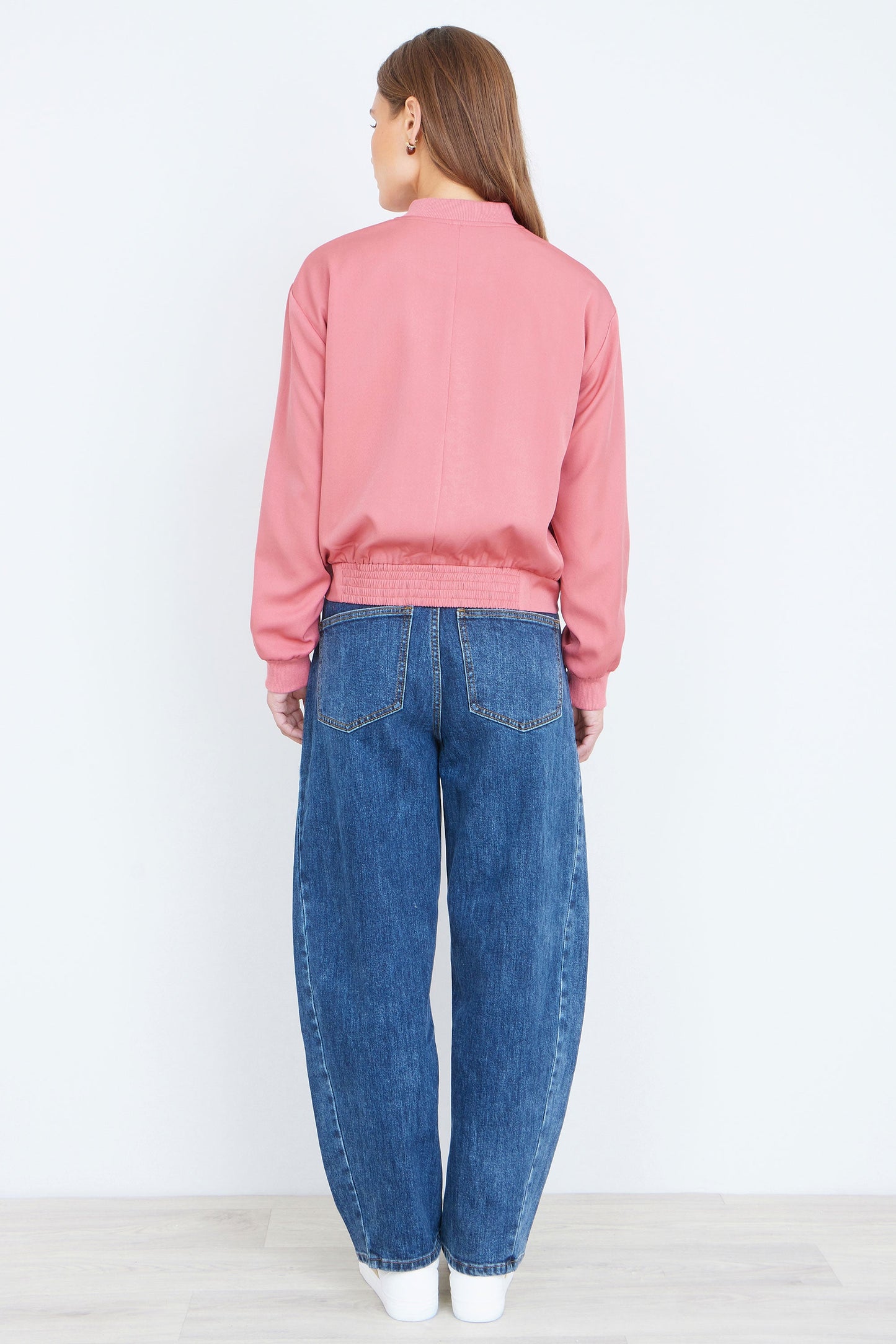 Yumi Pink Relaxed Lightweight Bomber Jacket