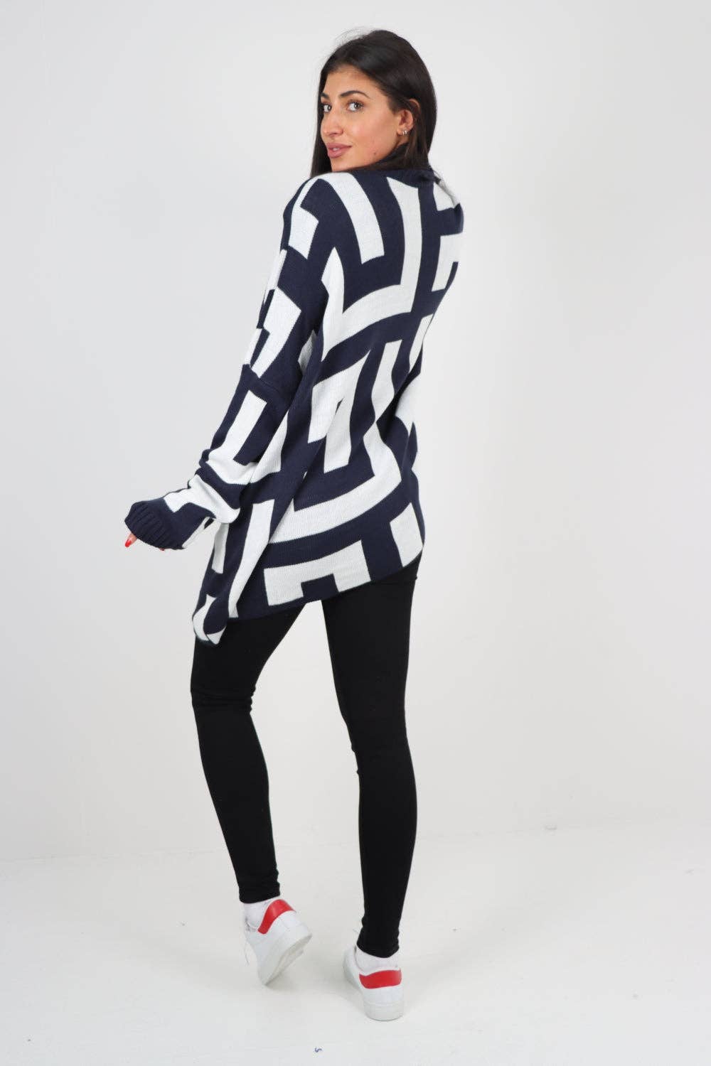 Italian High Neck Fendi Print Knitted Jumper