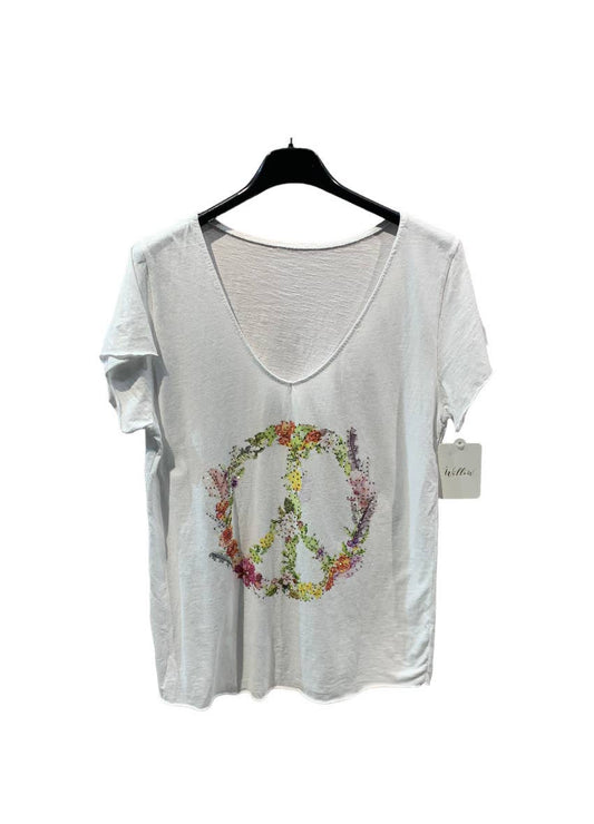 Peace rhinestone T-shirt