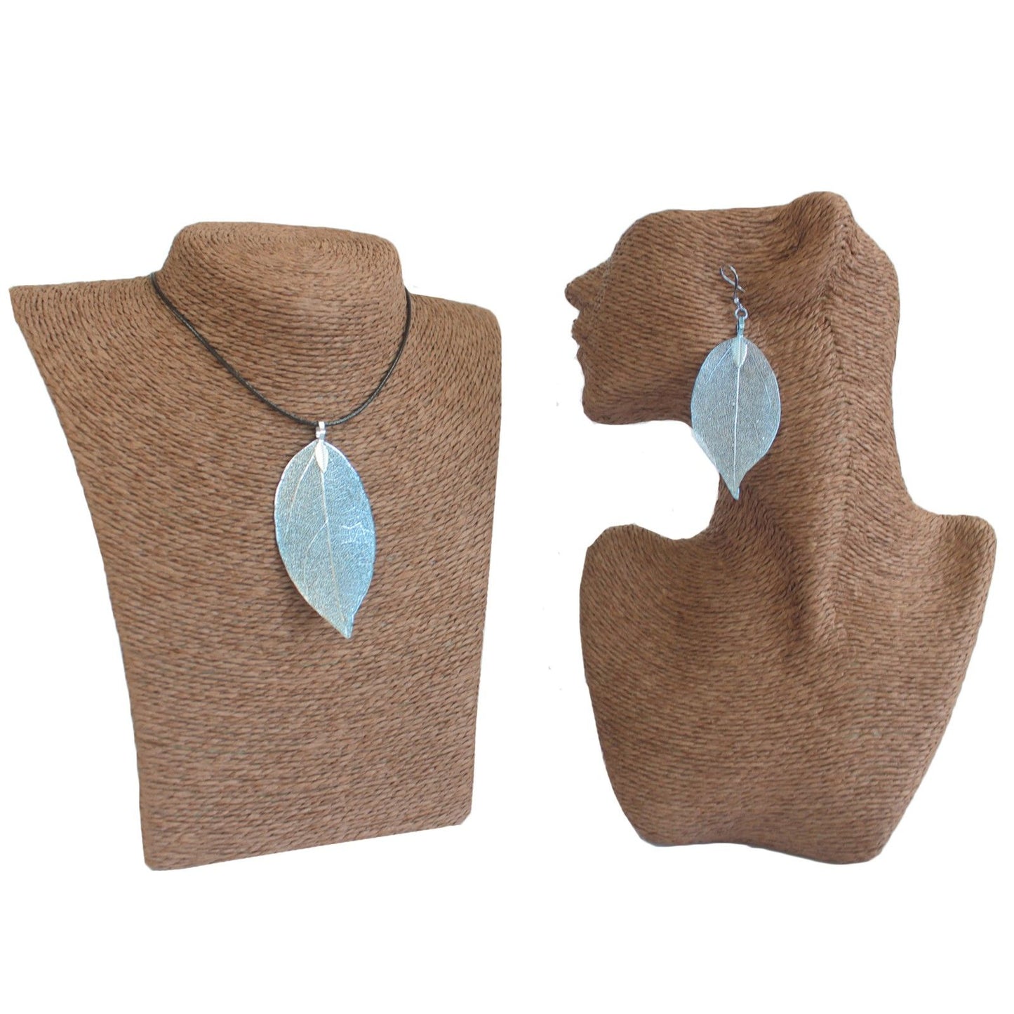Necklace & Earring Set - Bravery Leaf - Blue
