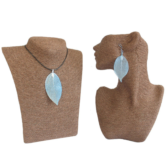 Necklace & Earring Set - Bravery Leaf - Blue