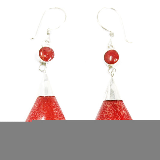 925 Silver Earrings - Triangle Double Drop