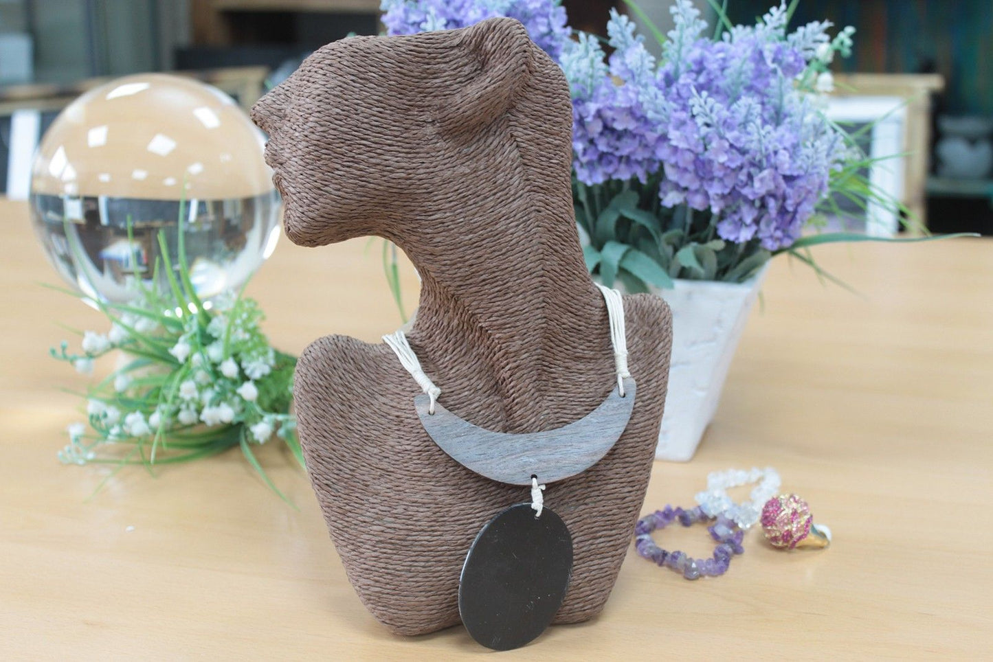 Classic Earring & Necklace Bust - Chocolate