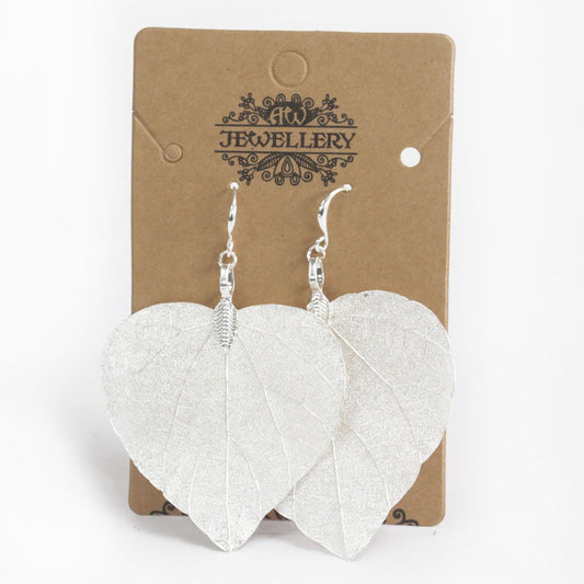 Earrings - Heart Leaf - Silver
