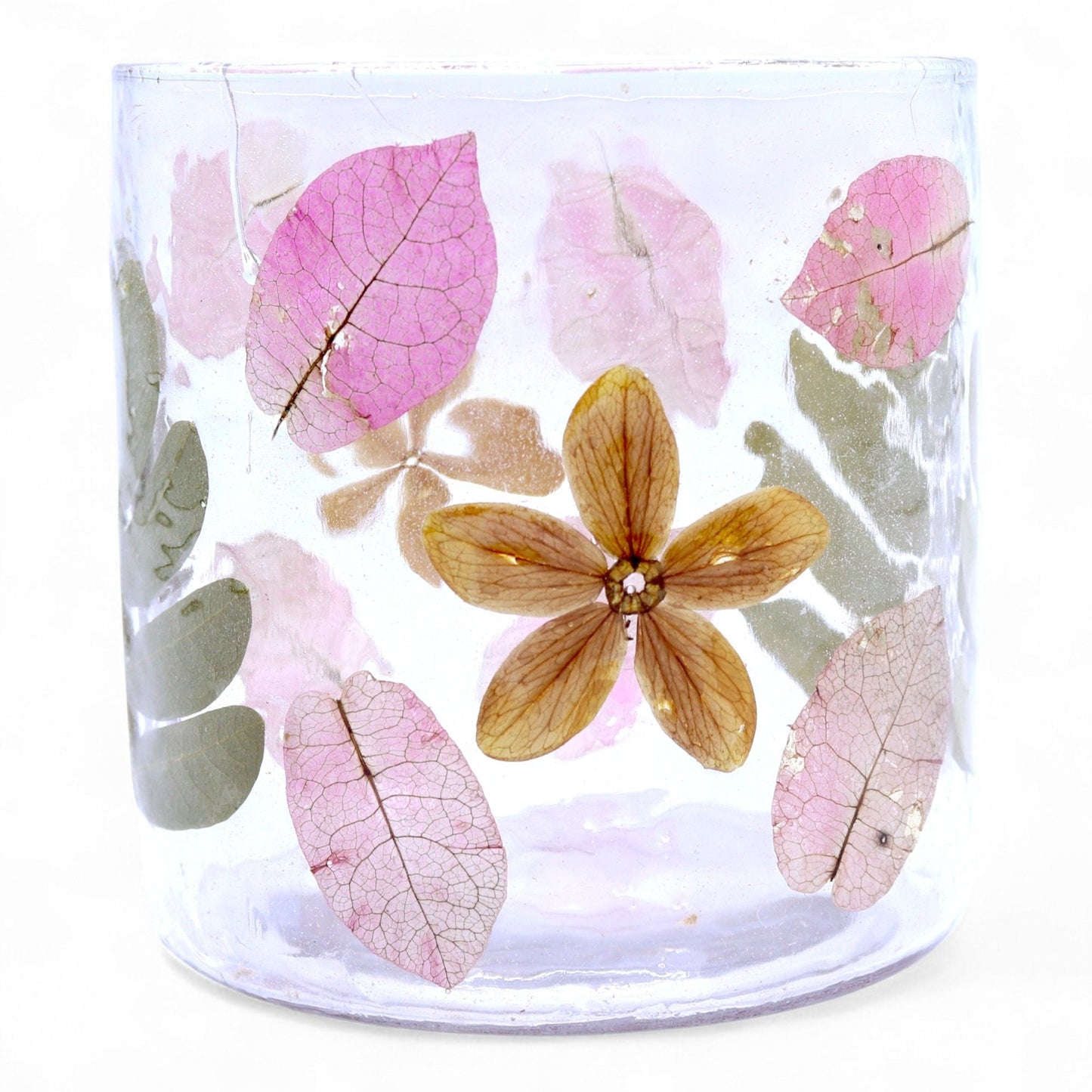 Natural Floral Glass - Straight Candle Holder - Primavera -  (8x8cm)