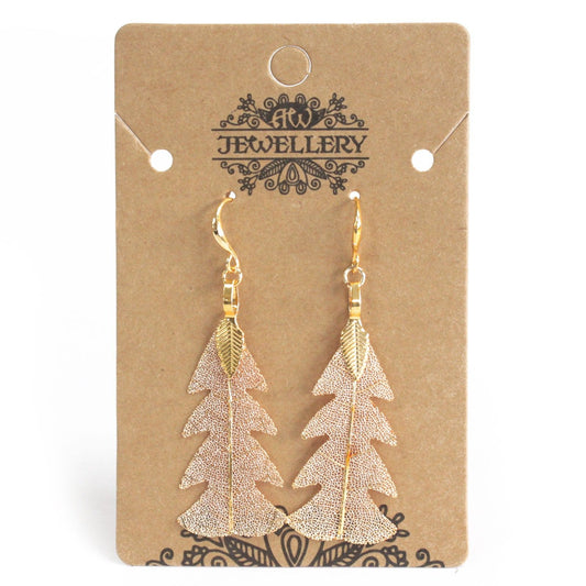 Earrings - Festive Fir Leaf - Gold