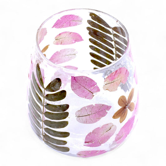 Natural Floral Glass - Vase Candle Holder - Primavera  - (12x11cm)