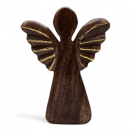Large Mango Wood Angel - Gold Decor