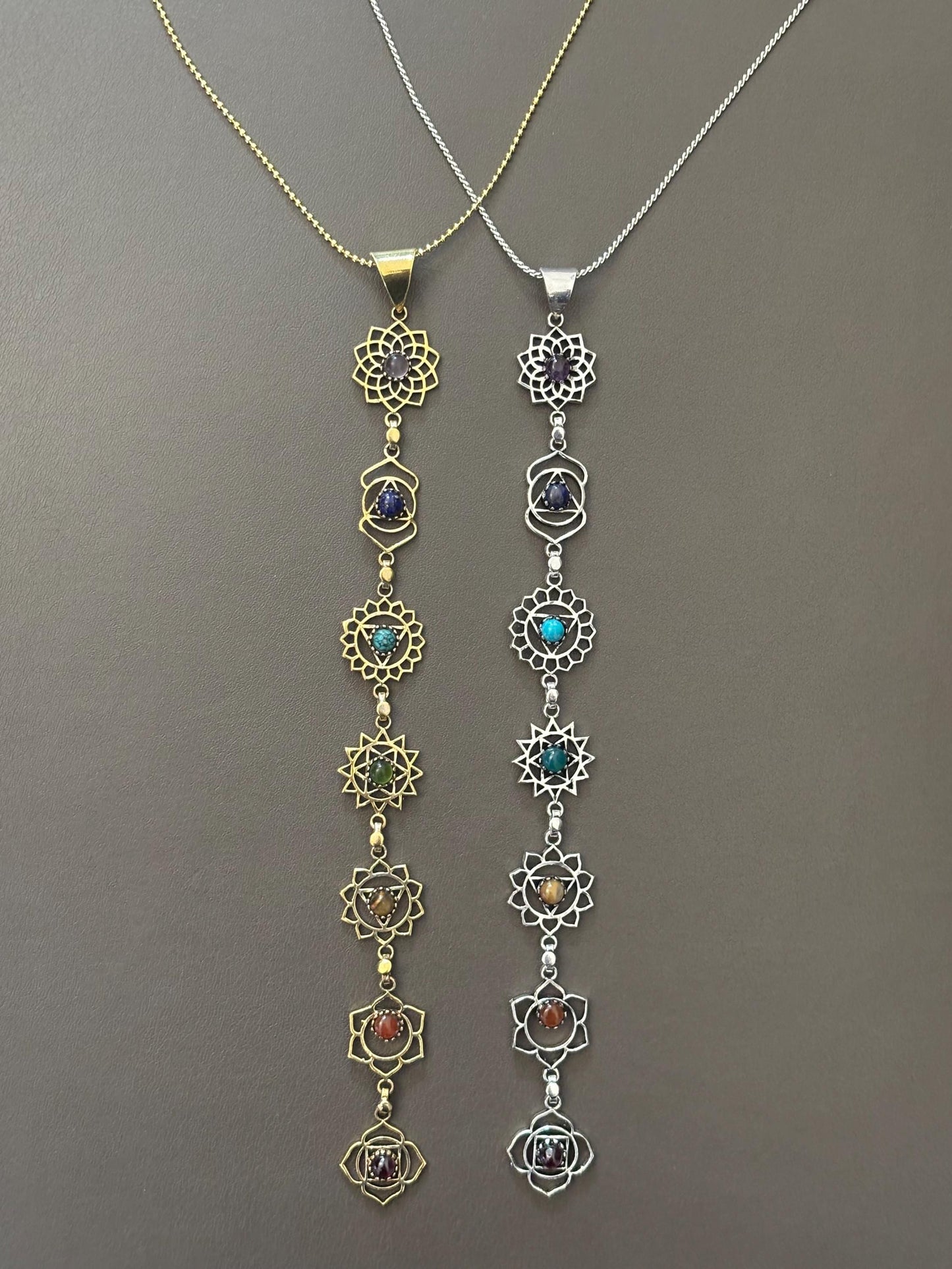 7 Chakra Energy Healing Pendant Necklaces – Gold & Silver Finish