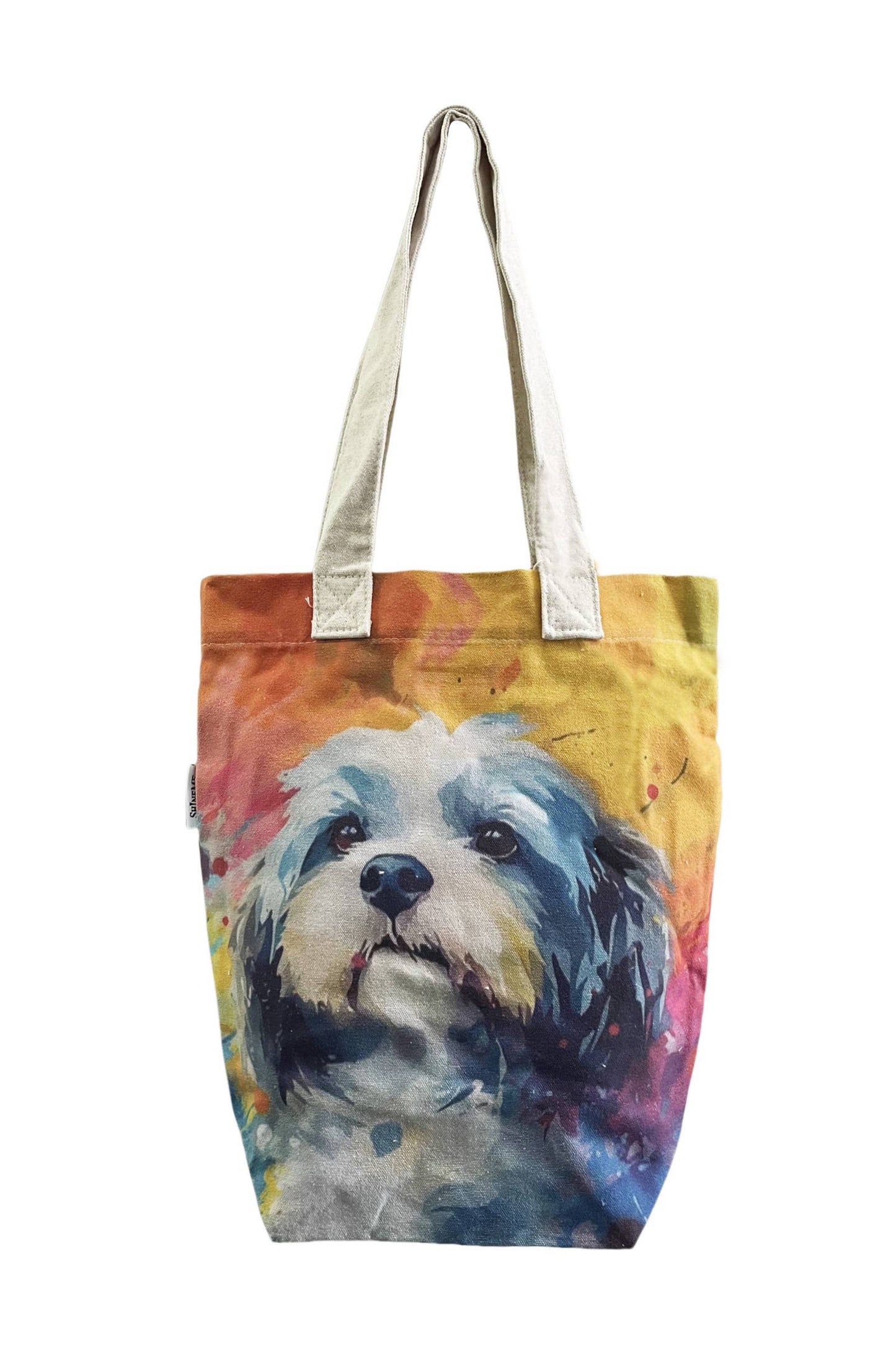 Shih Tzu Dog Print Cotton Tote Bag : Multi