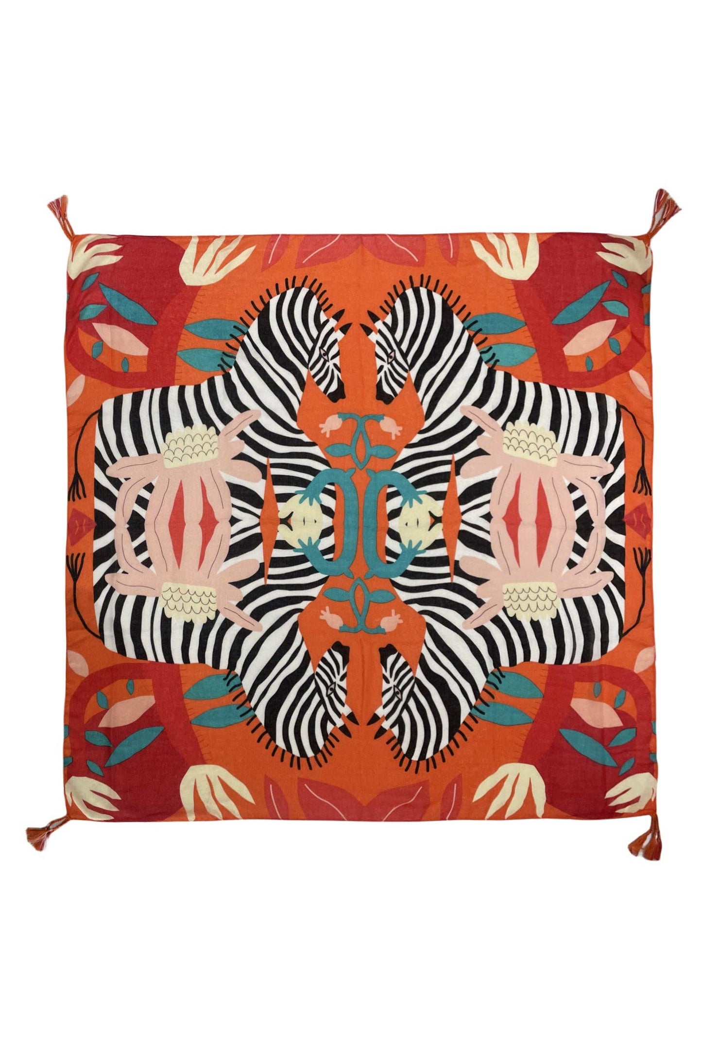 Bright Zebra Jungle Print Square Scarf: Yellow