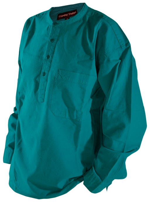 Cotton grandad collerless shirt/Teal - Kaftan direct