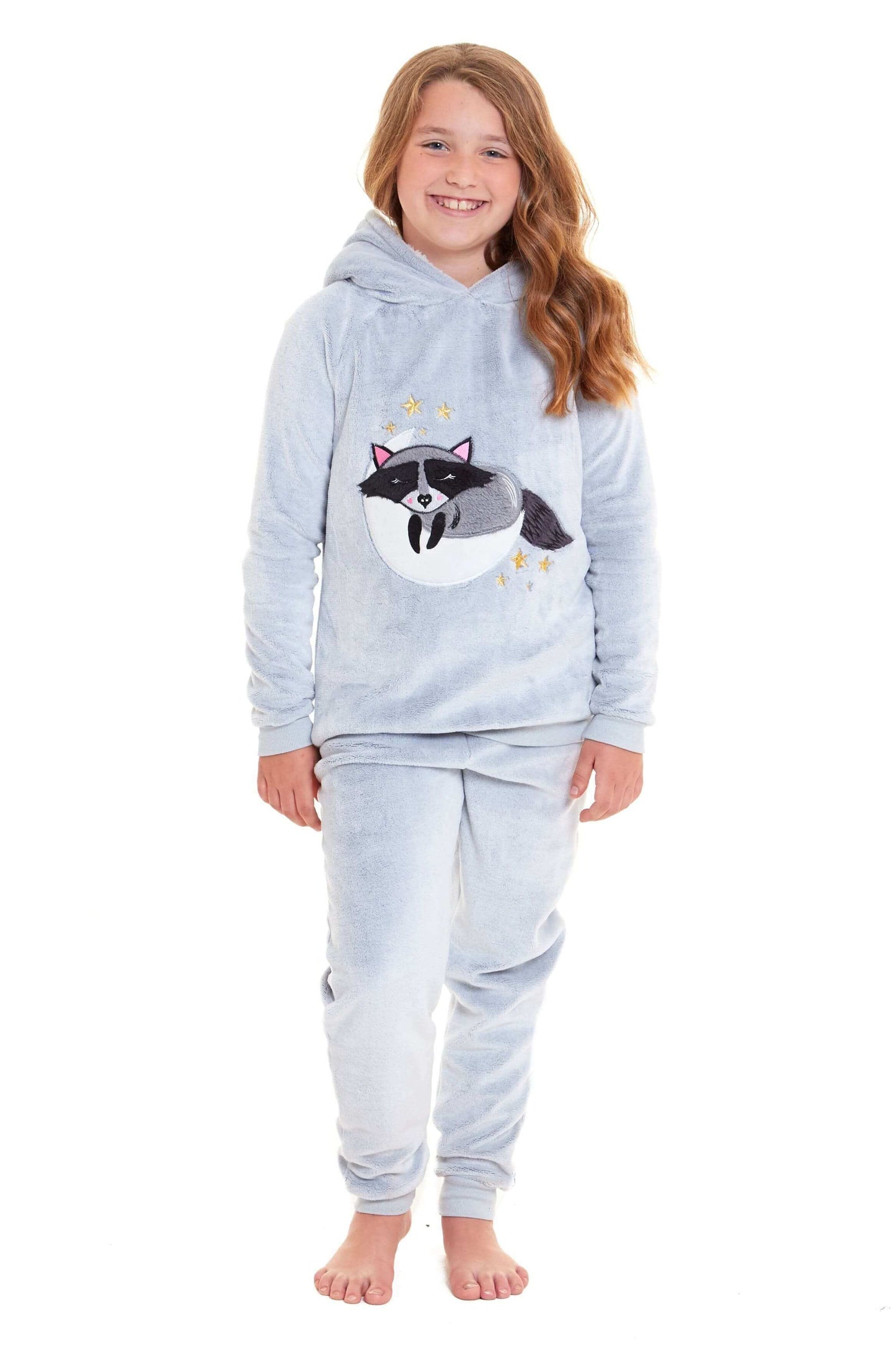 Cuddly Raccoon Fleece Hooded Pyjama Set for Women and Girls Super Soft Sherpa Lined Nightwear Ideal Mother Daughter Gift Cosy Boutique by Daisy Dreamer