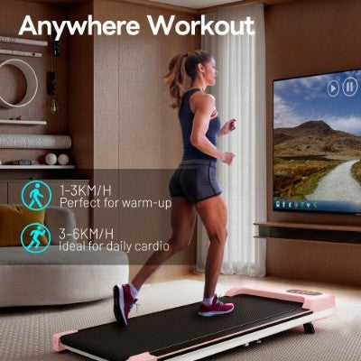 Folding Under Desk Walking Pad Treadmill With Adjustable Incline, 1-6 Km H Low Noise For Home  Office, LED Display, Magnetic Remote Control, Transport Wheels  Plug, Black.