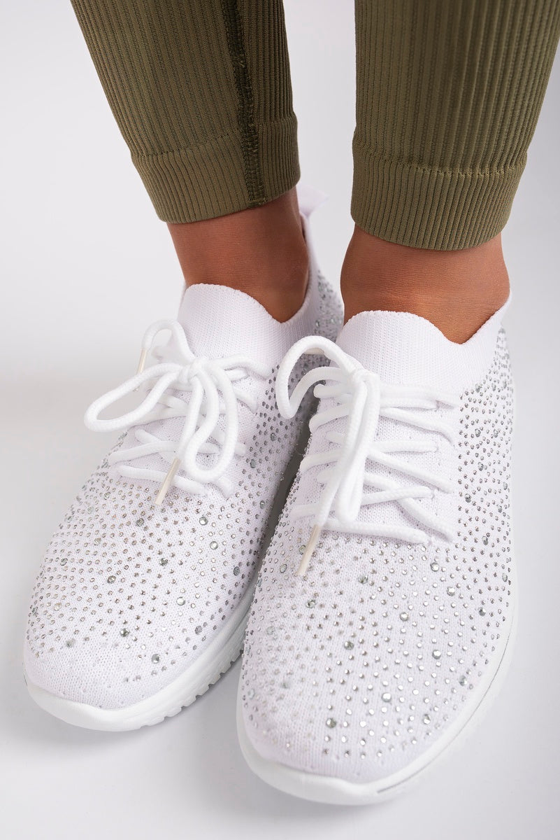 Crystal Embellished Knit Trainers