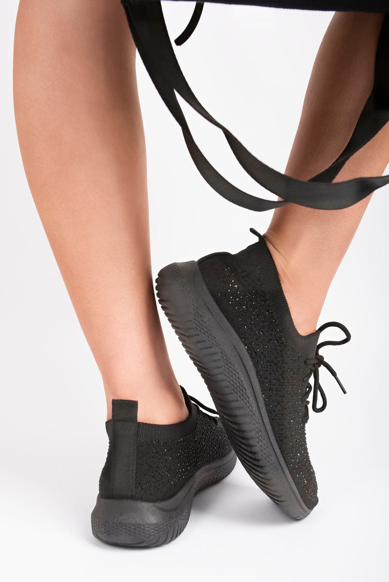 Crystal Embellished Knit Trainers
