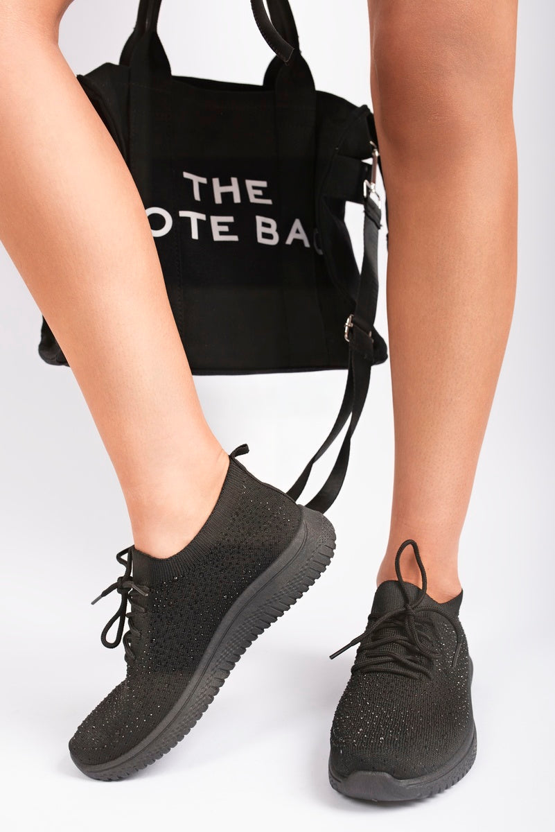 Crystal Embellished Knit Trainers