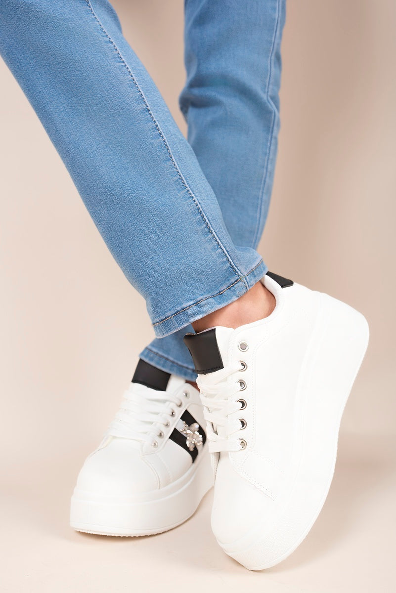 Chunky Glitter Detail Trainers with Bee Charm