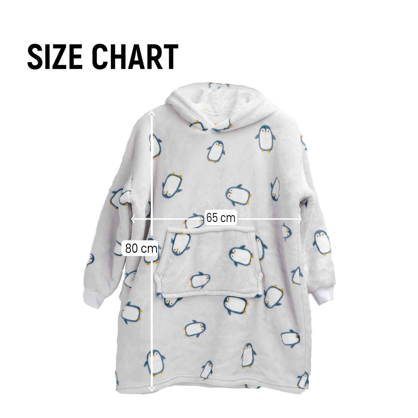 Kids Cozy Oversized Hooded Penguin Blanket Plush Flannel Fleece Hoodie with Sherpa Lining Ages 8-15 Warm Comfortable Durable Loungewear Gift by Daisy Dreamer