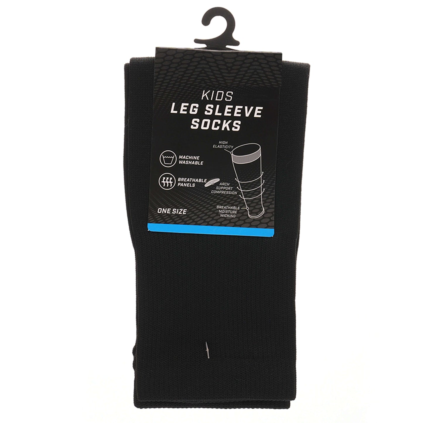 Kids Leg Sleeve Socks Black Fits Over Calf Shin Pads Compression Sleeves for Football Training Running by Sock Stack
