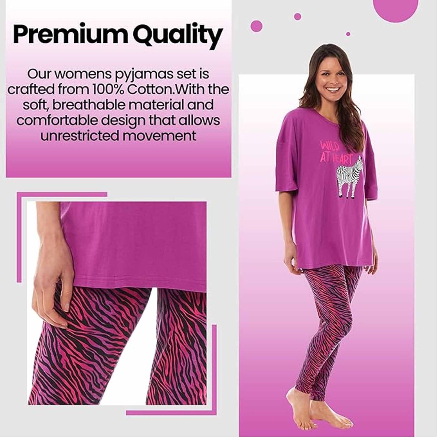 Ladies Oversized Cotton T-Shirt and Leggings PJ Set with Giraffe and Zebra Prints Comfortable and Stylish Womens Loungewear by Daisy Dreamer