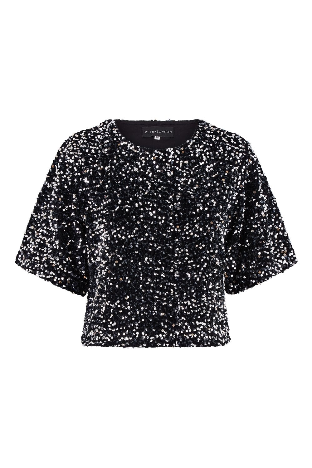 Mela Black Sequin Relaxed Fit Top