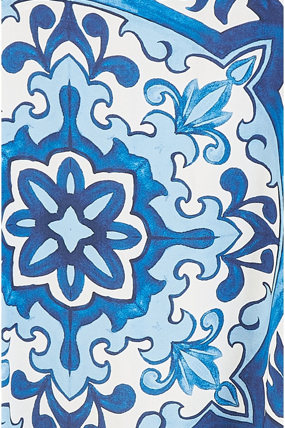 Mela Blue Tile Print Maxi Dress With Side Split Hem