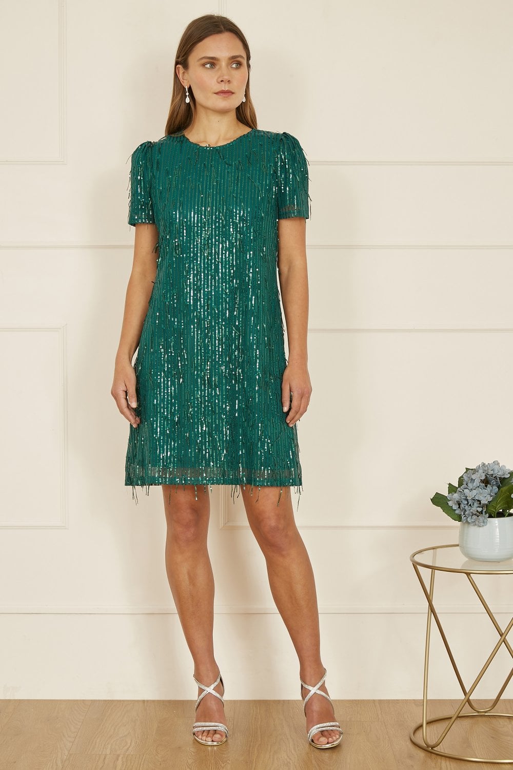Mela Green Dripping Sequin Tunic Dress