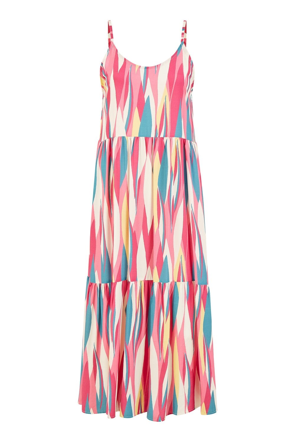 Mela Pink Viscose Abstract Stripe Midi Sundress
