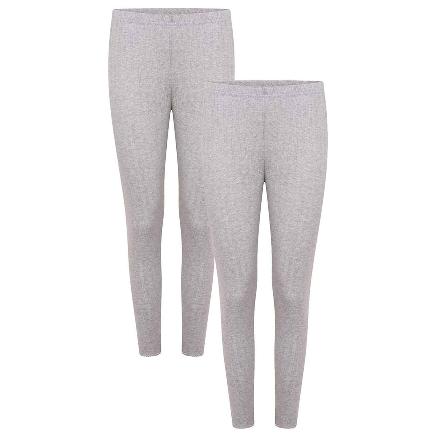 2 Pack Women's Thermal Pants Advanced Insulating Yarn Cotton Rich Ribbed Comfort Fit for Running Hiking Workwear in White Grey Black by Daisy Dreamer