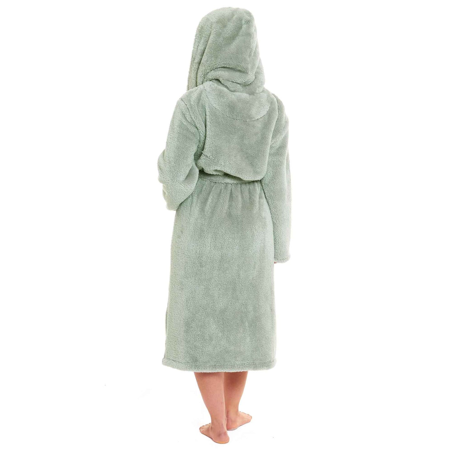 Women's Sage Green Snuggle Fleece Touch Hooded Robe