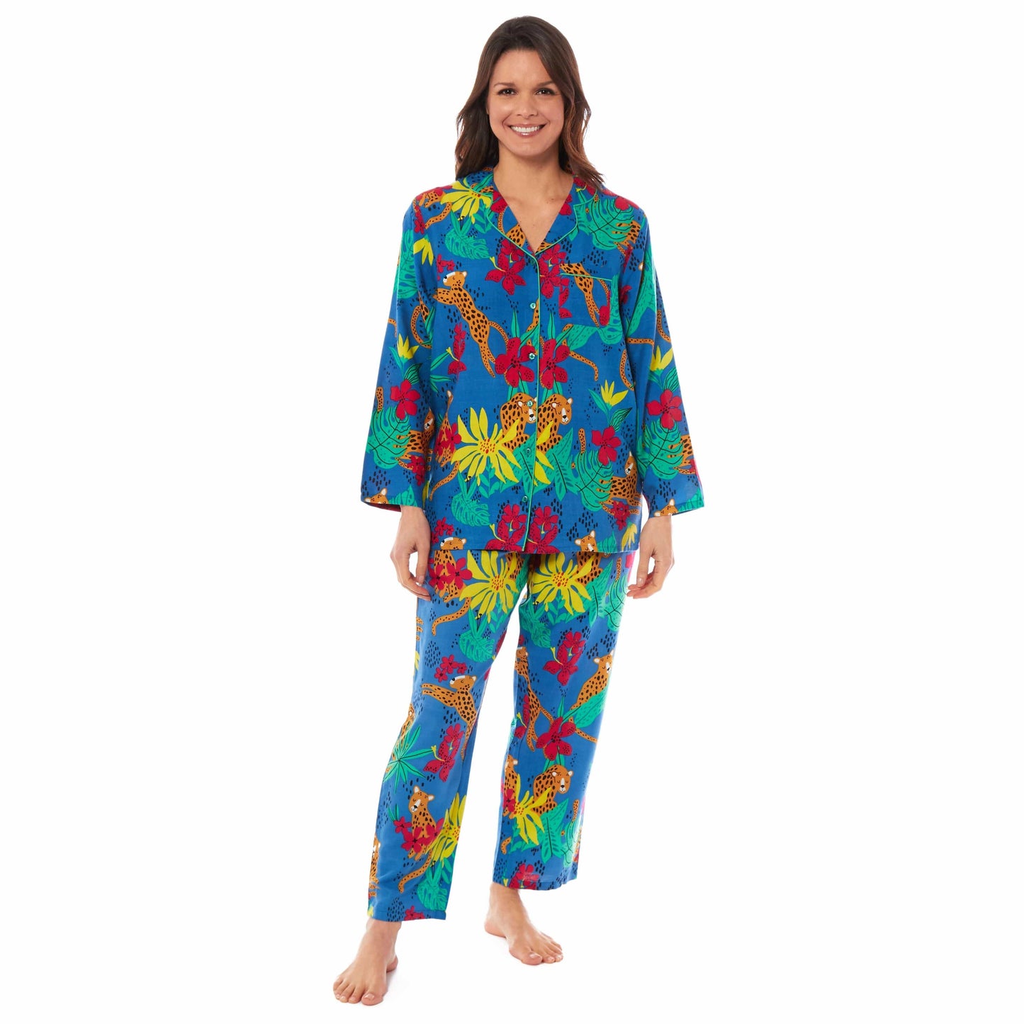 Women's Jaguar Jungle Leopard Print Long Pyjama Set