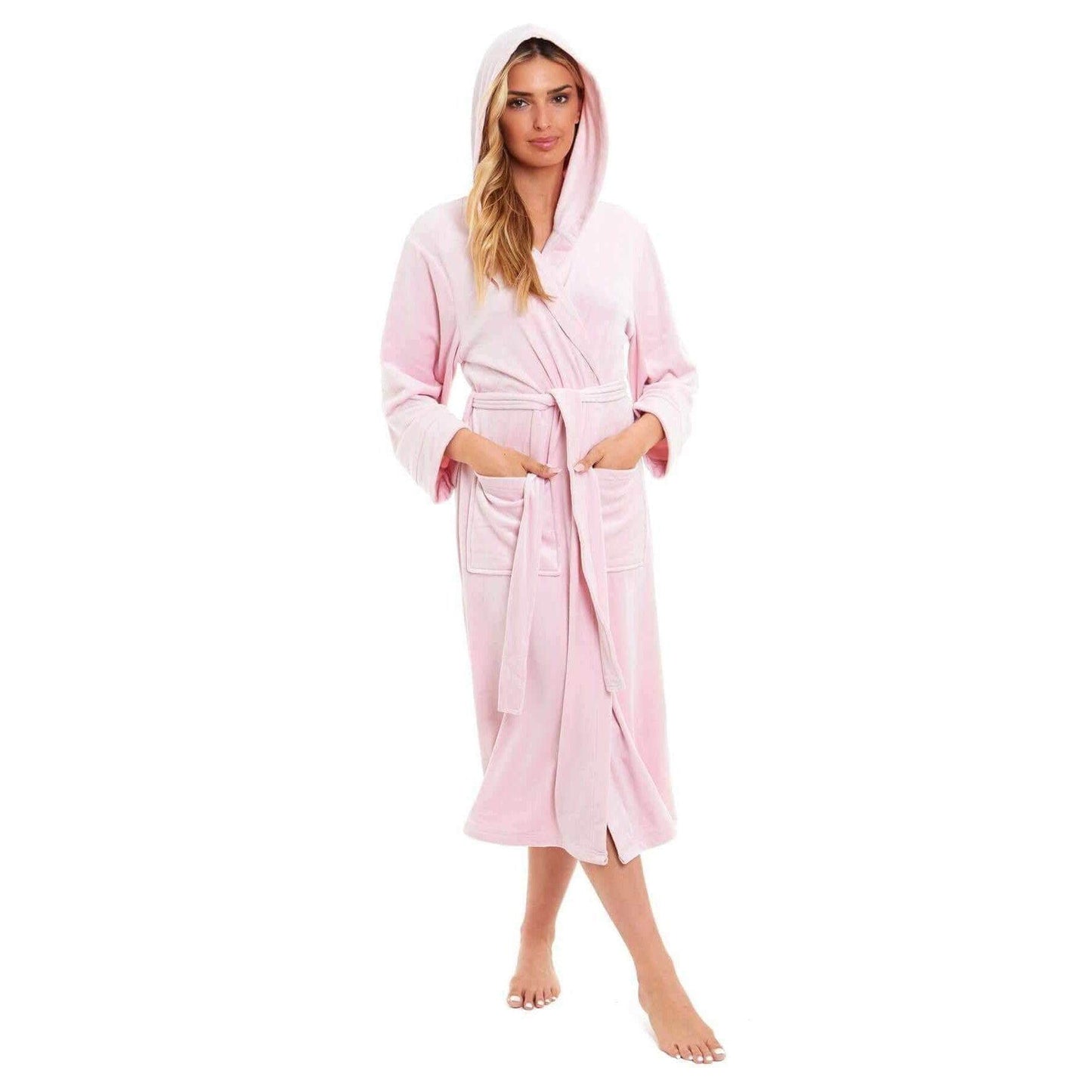 Women's Super Soft Plush Fleece Hooded Bathrobe Fluffy Velvet Loungewear Long Sleeve Cosy Winter Dressing Gown Spa Essential by Daisy Dreamer