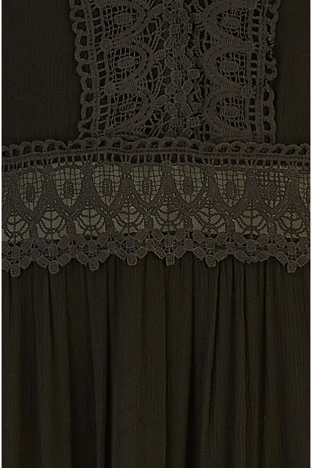 Yumi Black Lace Trim Cotton Midi Sun Dress