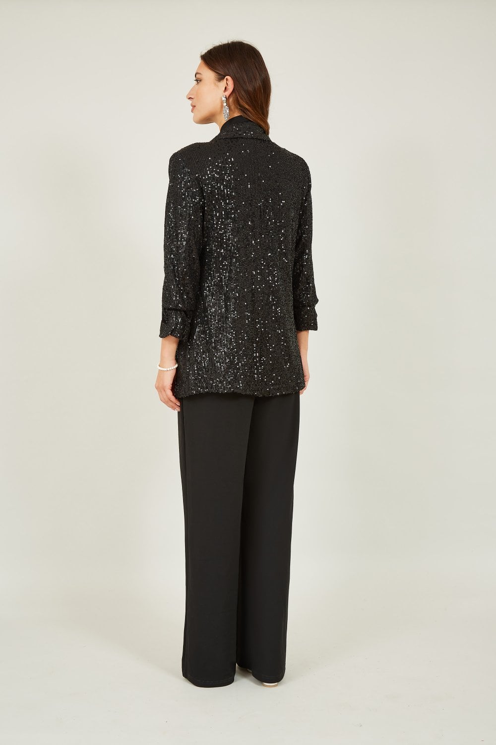 Yumi Black Sequin Blazer With Pockets